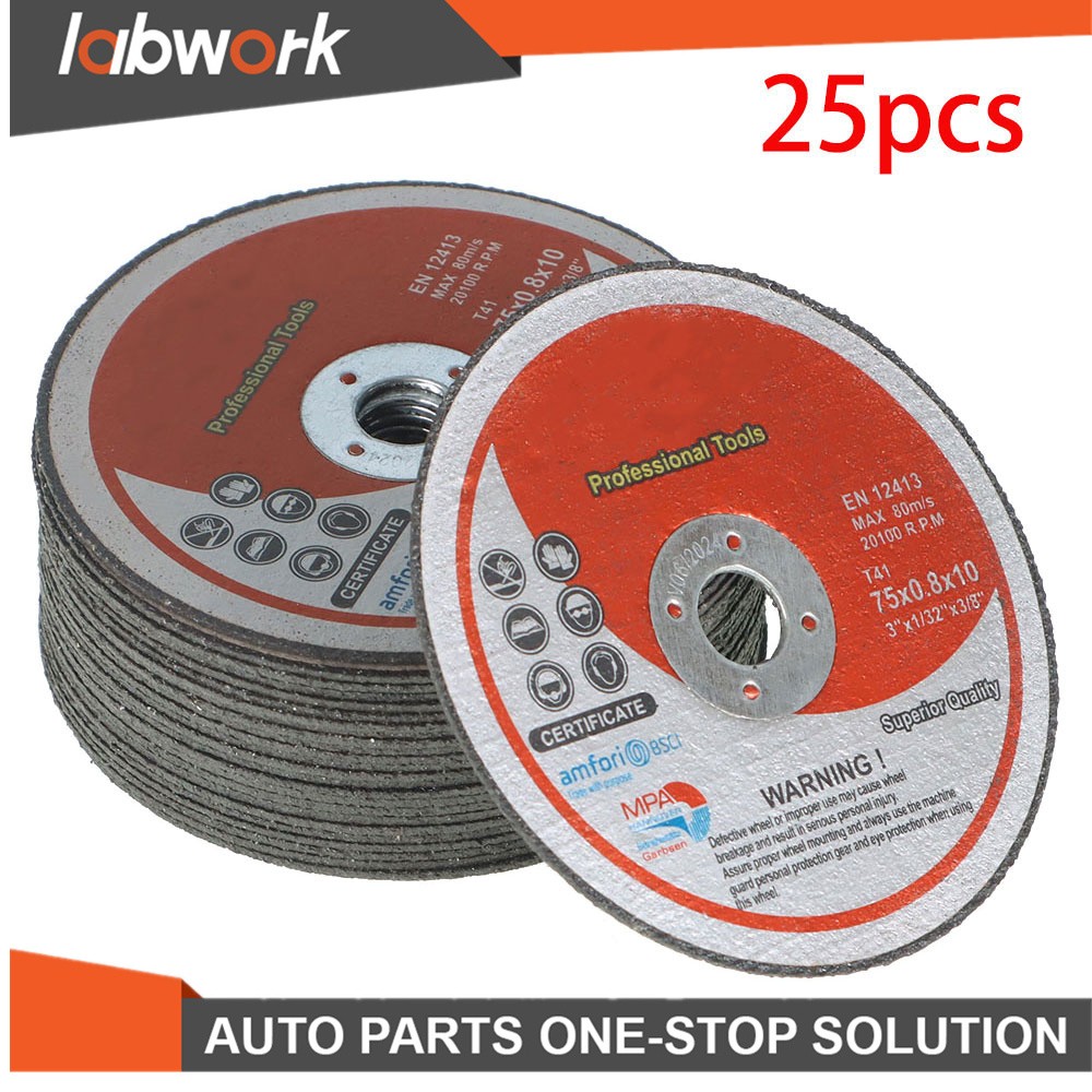 Labwork 25Pcs Cut Off Wheels Metal & Stainless Steel Cutting Discs 3"x1/32"x3/8"