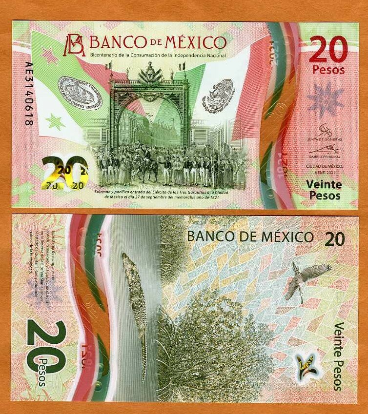Mexico, 20 Pesos, 2021-2022, Polymer, P-New UNC Commemorative Independence