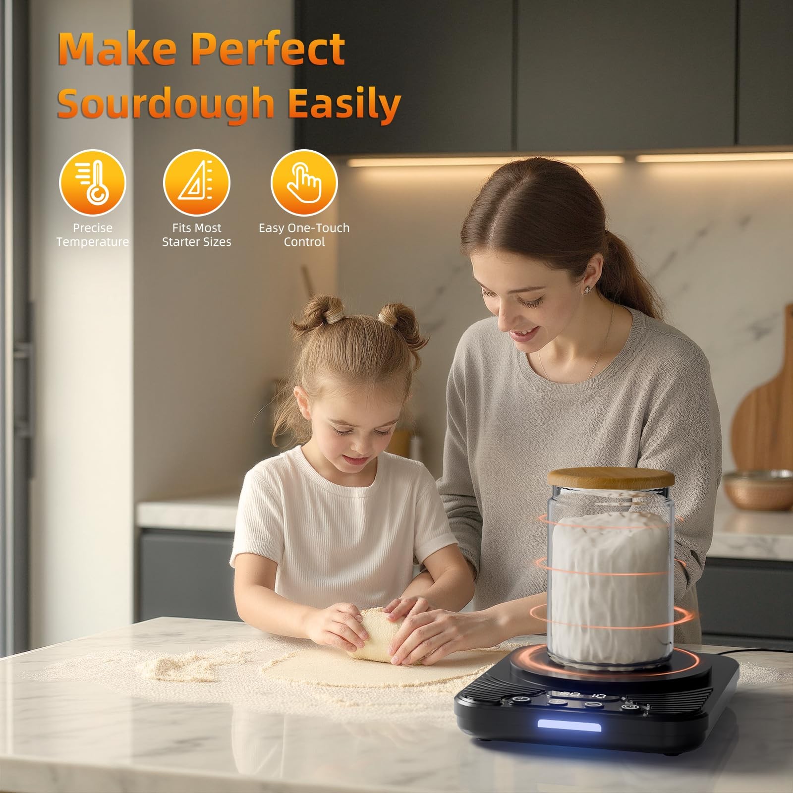 Sourdough Starter Warmer with Temp Strips - Precise Thermostat (70-110°F), In...