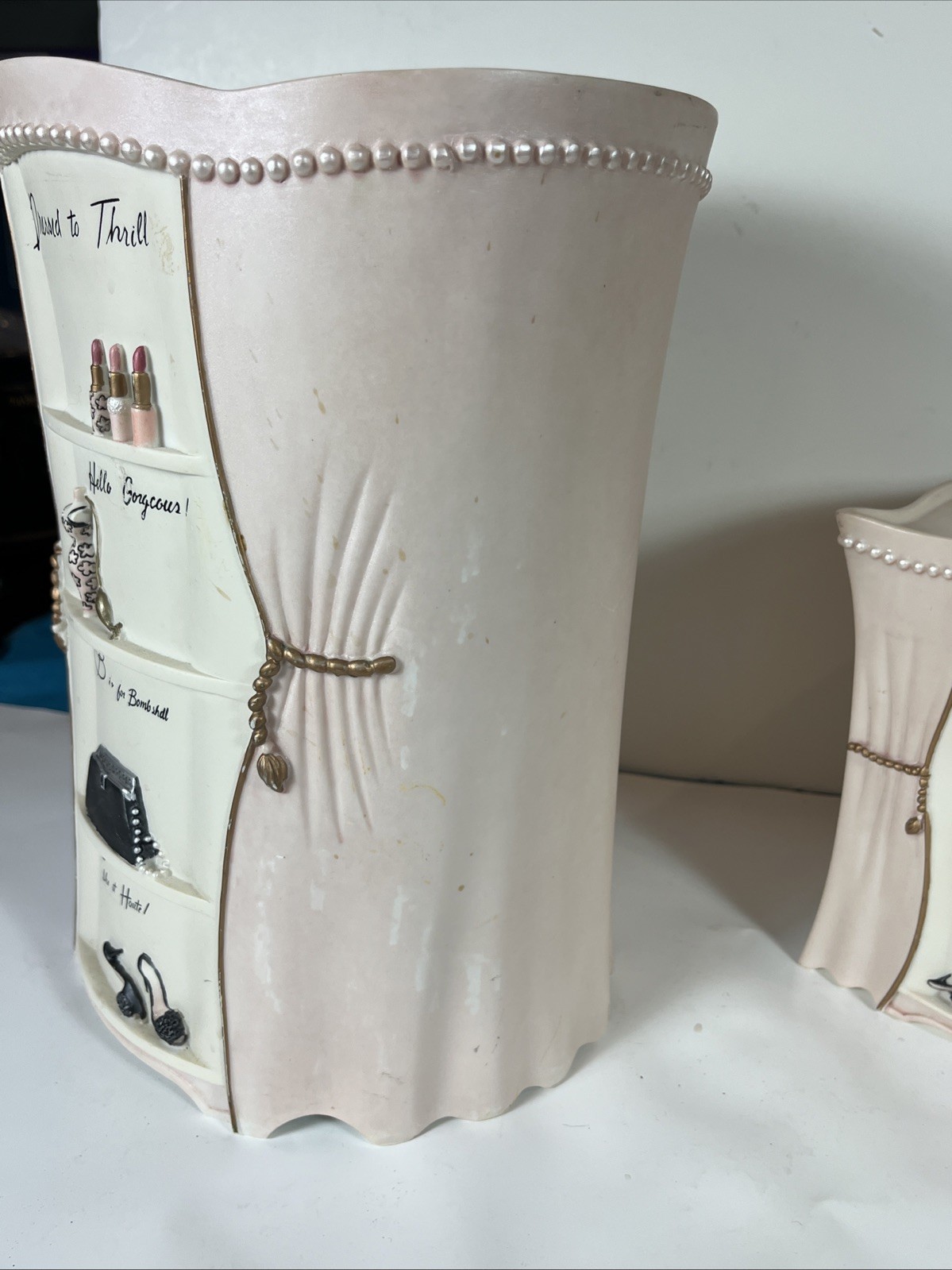 Vintage Accessories Dress To Thrill BedBath&Beyond Rare Tissue Box & Trash Can