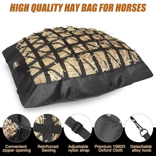 Ultra-Slow Feed Hay Bag for Horses, Goats & Cows - Durable 1680D Oxford Cloth, E