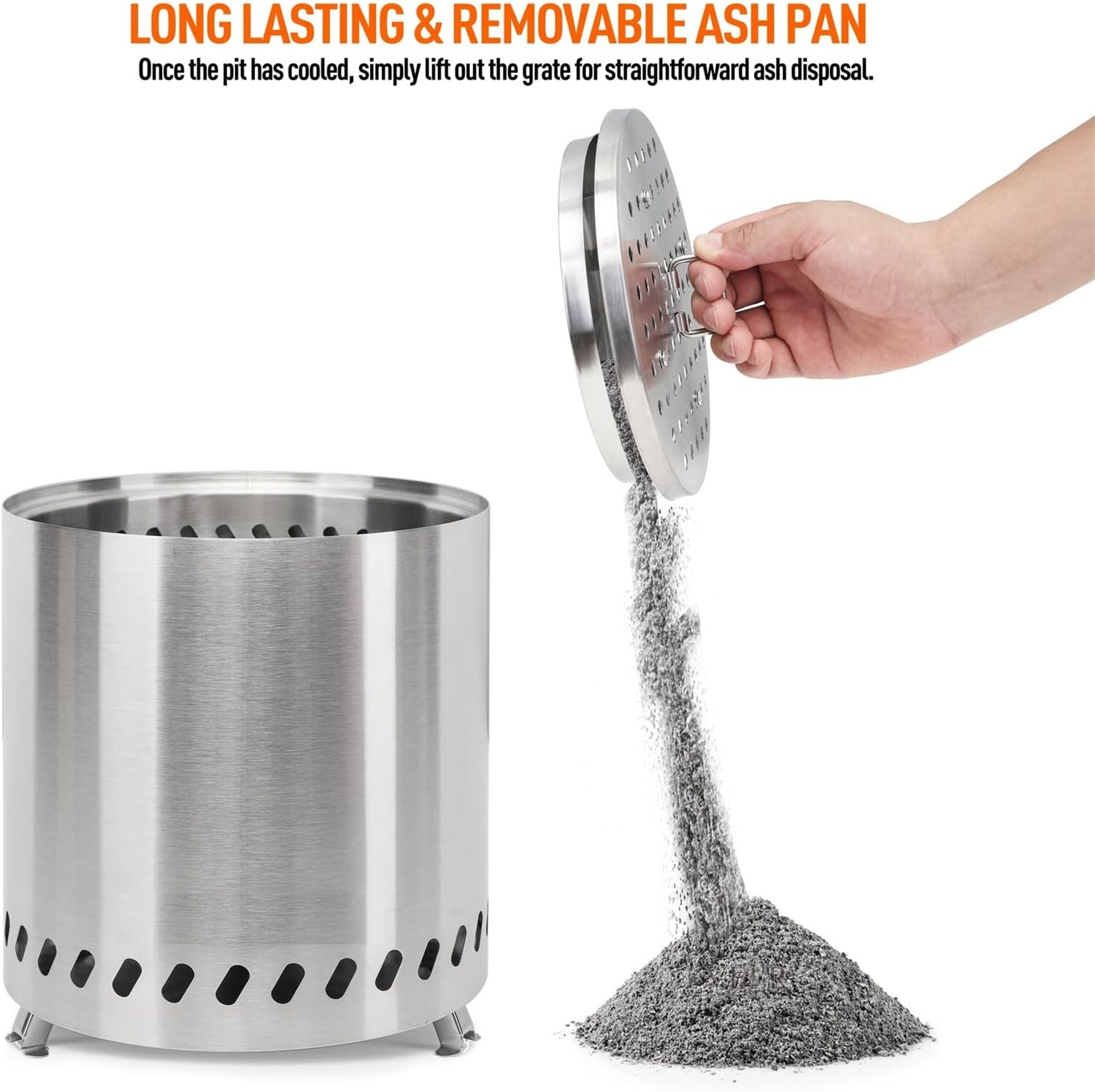 8.6" Smokeless Fire Pit Portable Outdoor Wood Burning Firepit Stainless Steel US