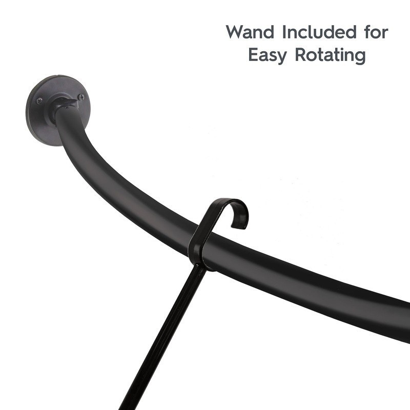 Rust-Proof Curved Rotating Shower Rod Adjustable Elbow Room 45-72 Inch New
