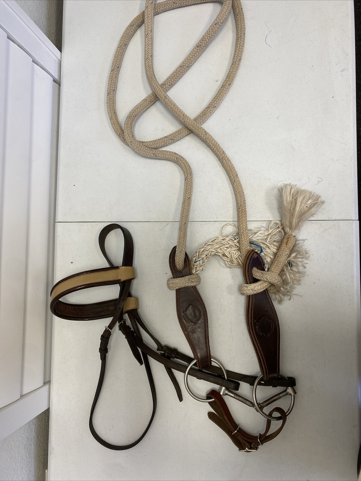 PARELLI Authentic COMPLETE Snaffle BRIDLE Set~Horseman's Mecate Reins~Slobbers