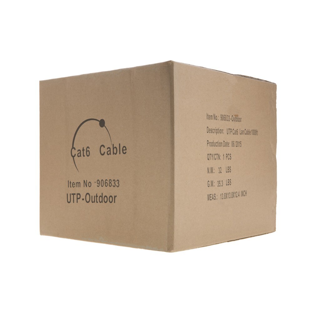 1000FT CAT6 Outdoor Ethernet Cable UTP 23AWG Direct Burial UV Rated Solid Wire