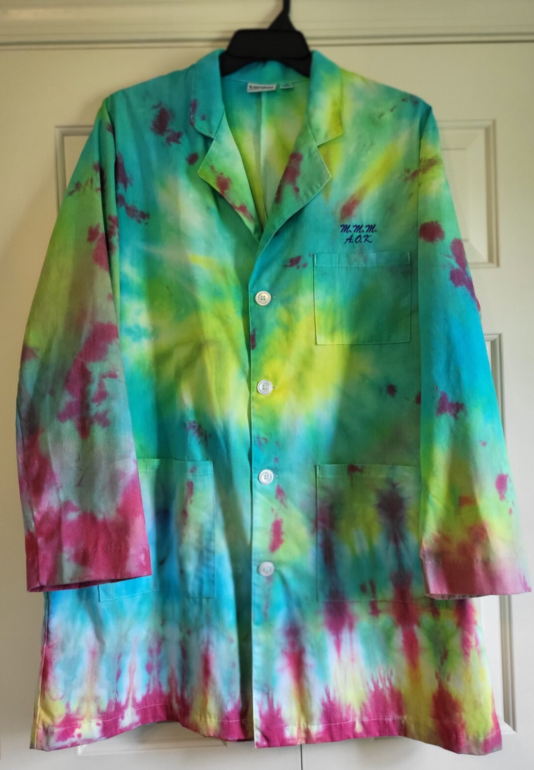 SALE Quality Landau Tye Dye Lab Coat Men's Large Sz 48 65% Polyester 35% Cotton