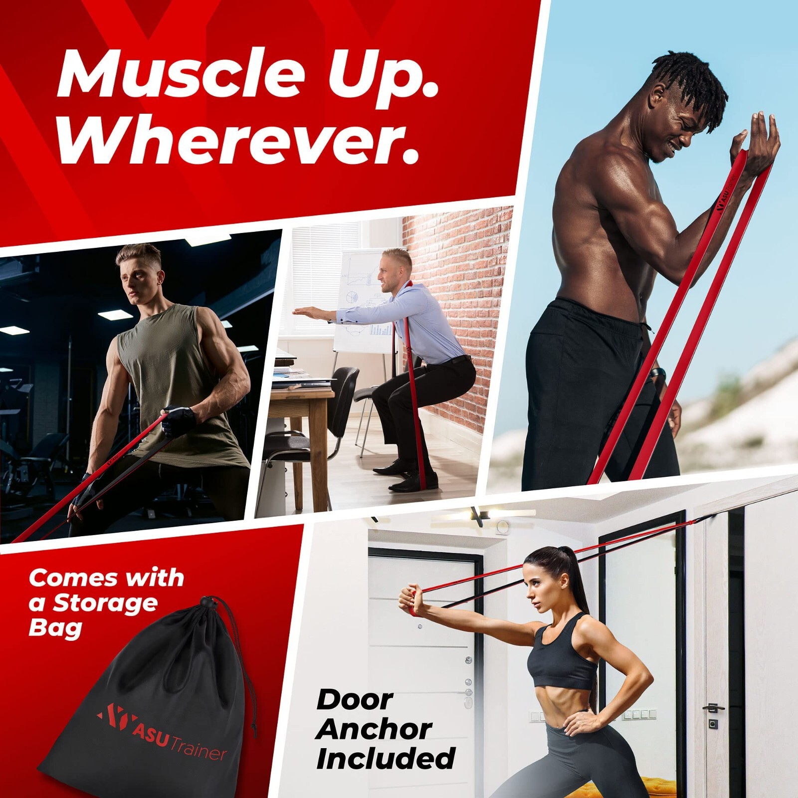 Set of 4 Pull Up Assistance Bands, Resistance Bands for Working Out, Exercise