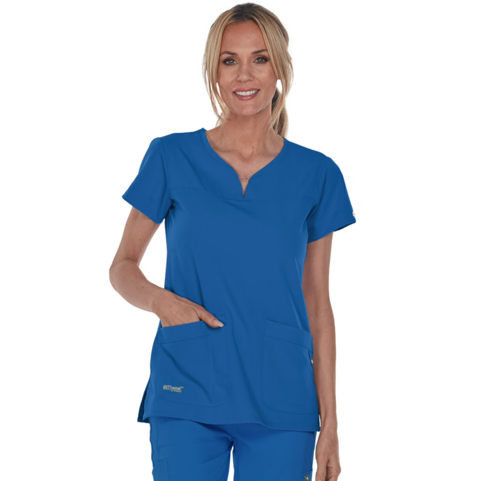 GREYS ANANTOMY SIGNATURE WOMEN SCRUB TOP IN ROYAL BLUE IN ALL SIZES # 2121 NWT