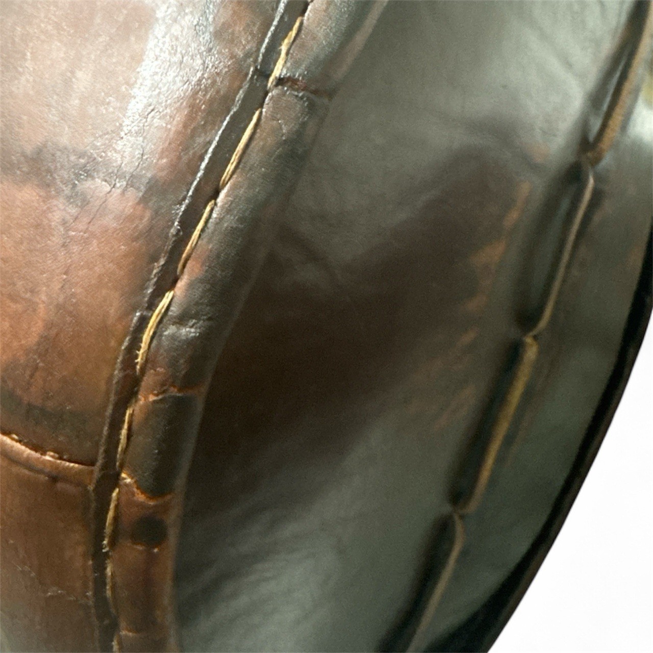 Vintage Peruvian Indigneous Leather Ottoman