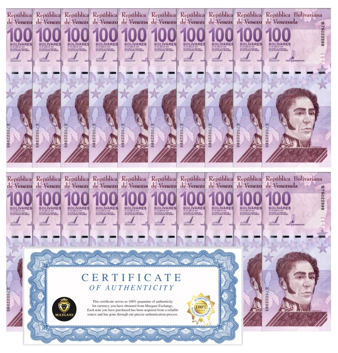 Venezuela 100 Digitales 2021 qty 30 UNC 100 million bolivars New