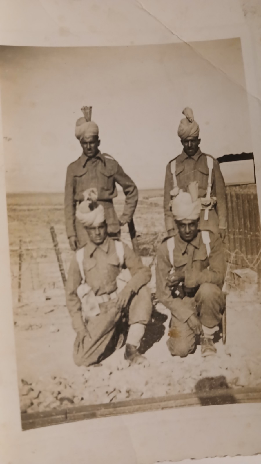 WWI Era Photo British Indian Army Sikh Soldiers Group Military Allies Photograph