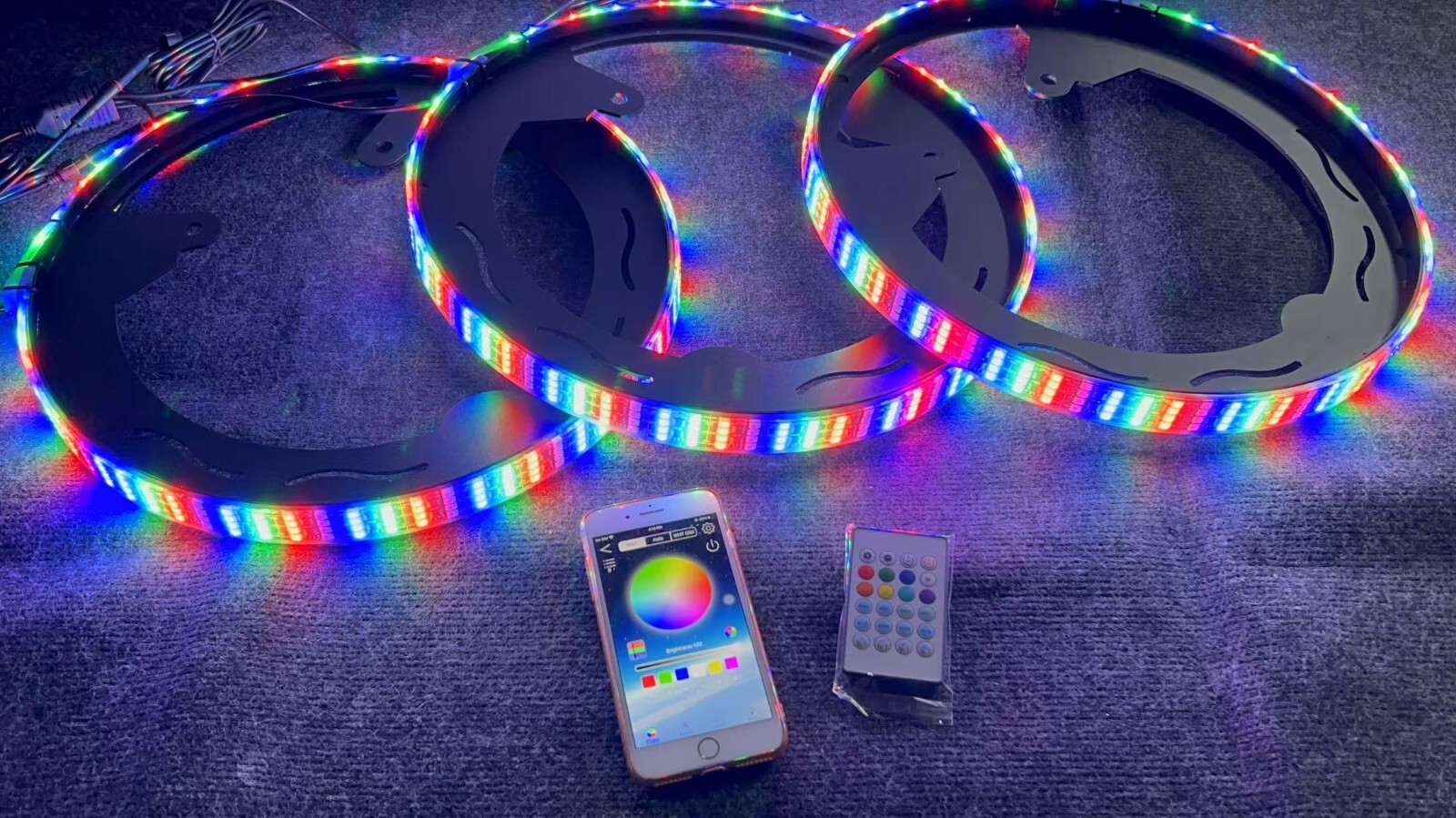 Four Rolls Quad Row 3PCS CHASING Wheel Lights for Slingshot 2015-2025 APP+Remote