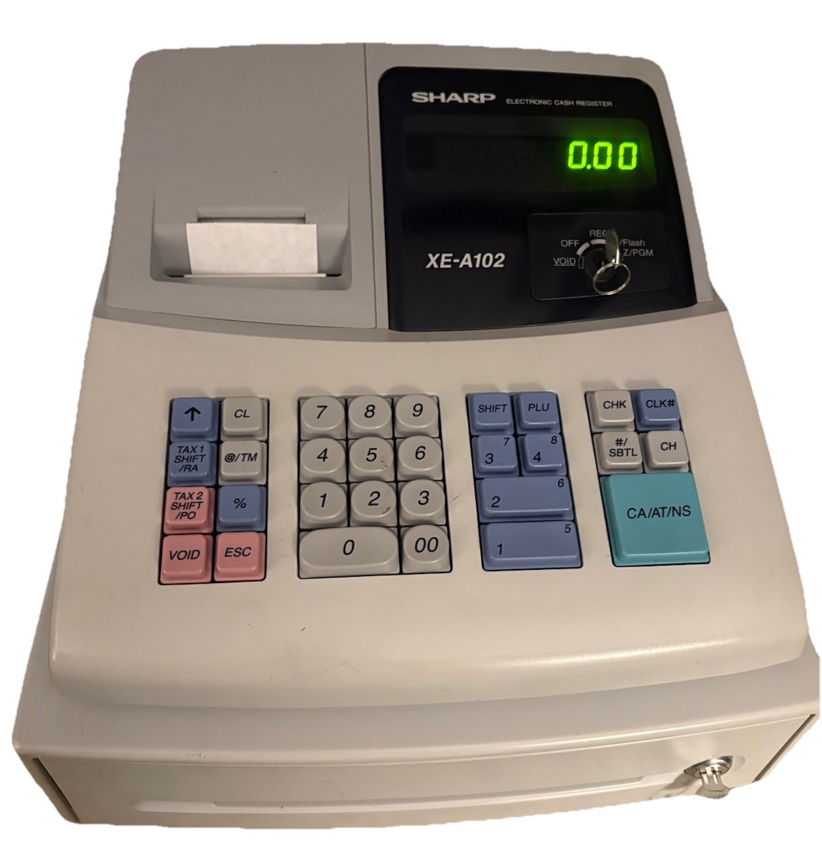 SHARP XE-A102 ELECTRONIC CASH REGISTER *WORKS* with Keys, Paper Roll,NICE👀