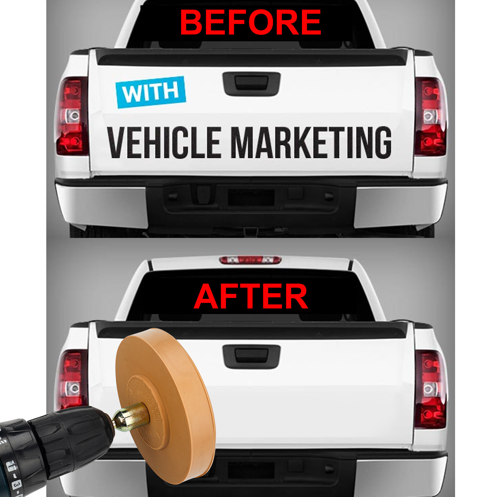 4inch Decal Removal Eraser Wheel w/ Power Drill Arbor Adapter Rubber Pinstripe