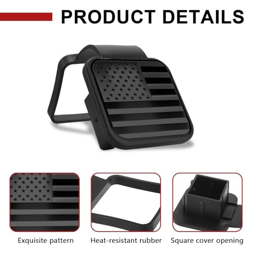 Hitch Covers 2 Inch, Rubber Trailer Hitch Cover, Square Mouth Tube BlackFlag