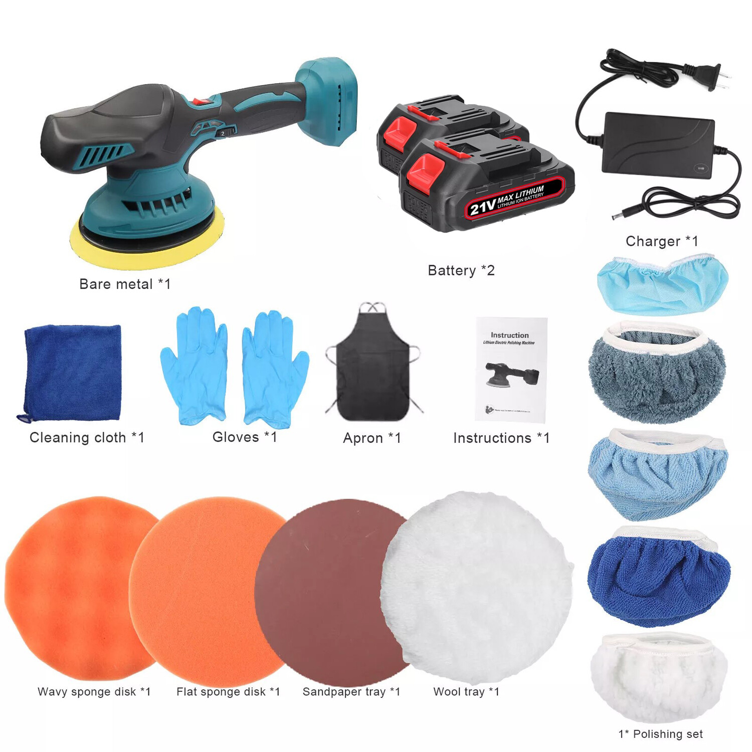 Dual Action Car Polisher Buffer Machine Cordless 6" Sander Polishing Kit Battery