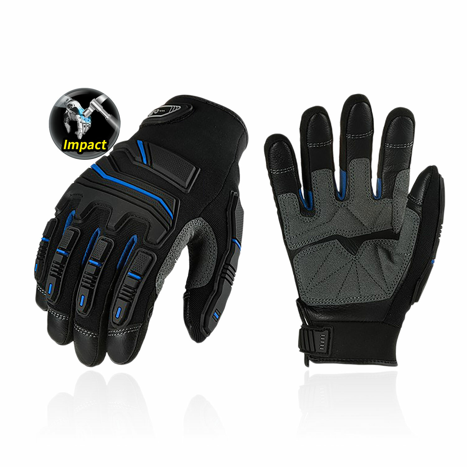 Vgo 1Pair Grain Cowhide Leather Heavy Duty Work Gloves,Touchscreen(CA9730HL)