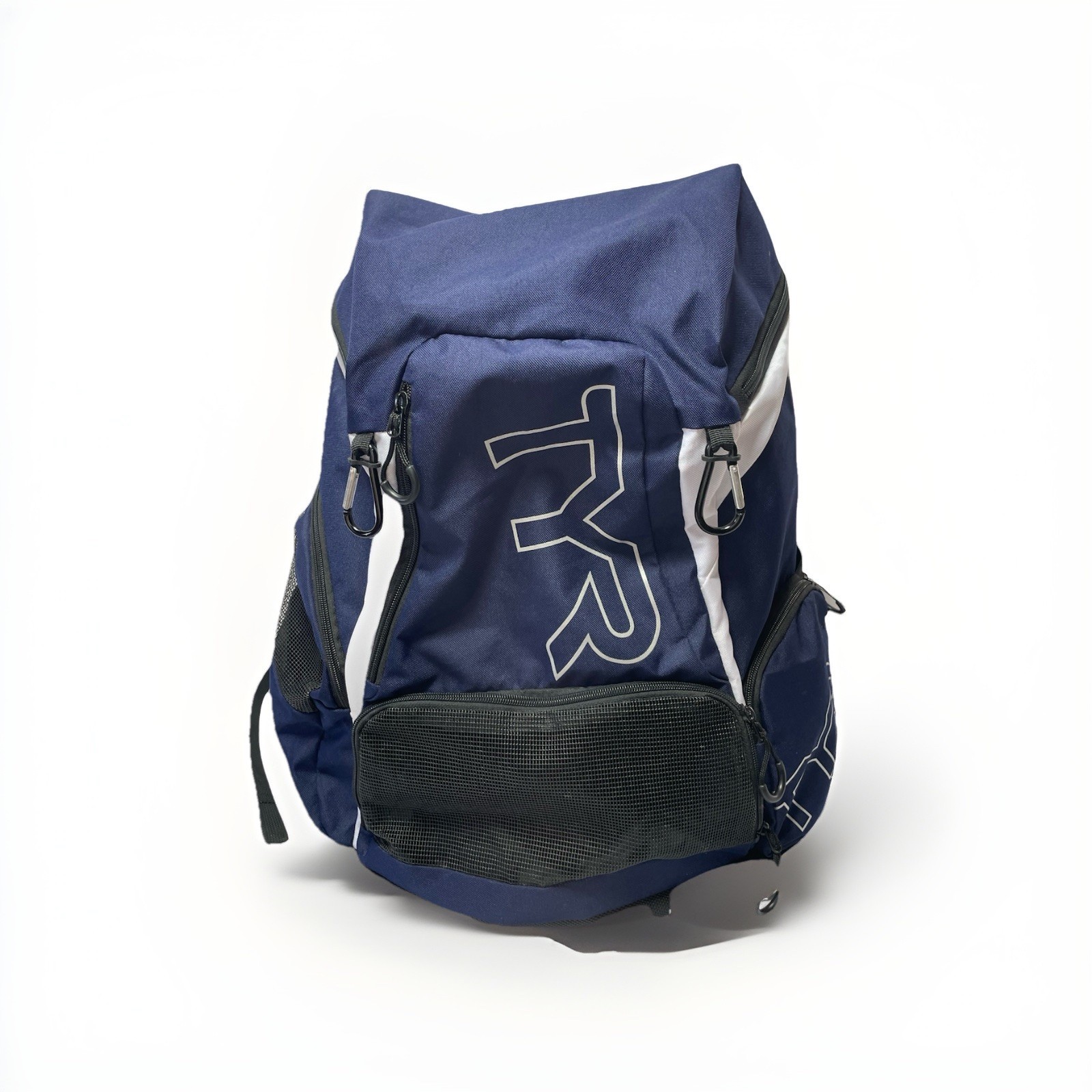 Tyr Alliance 45L White Navy Backpack Gym Pool Bag Wet Dry Ergonomic Design