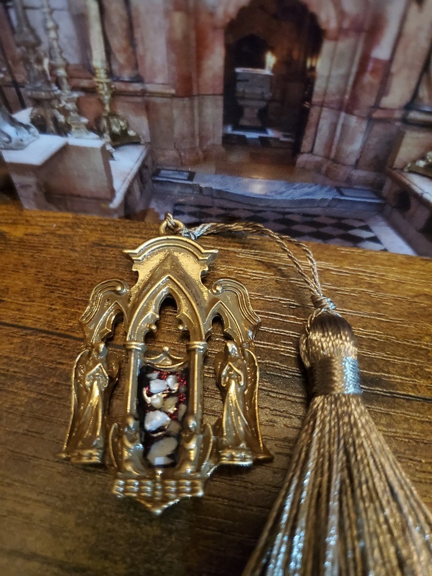 Tomb of Jesus Prayer Medallion with Stones From Tomb of Jesus Holy Sepulchre