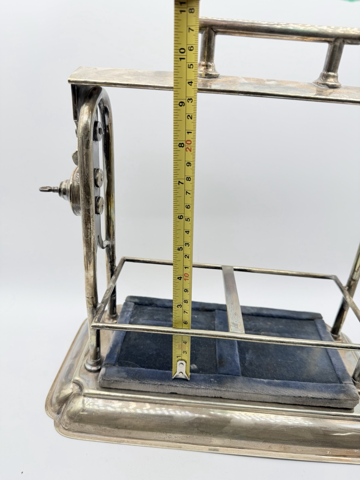 Vintage Silverplate Two-Bottle Liquor Caddy with Handle & Blue Velvet Insert