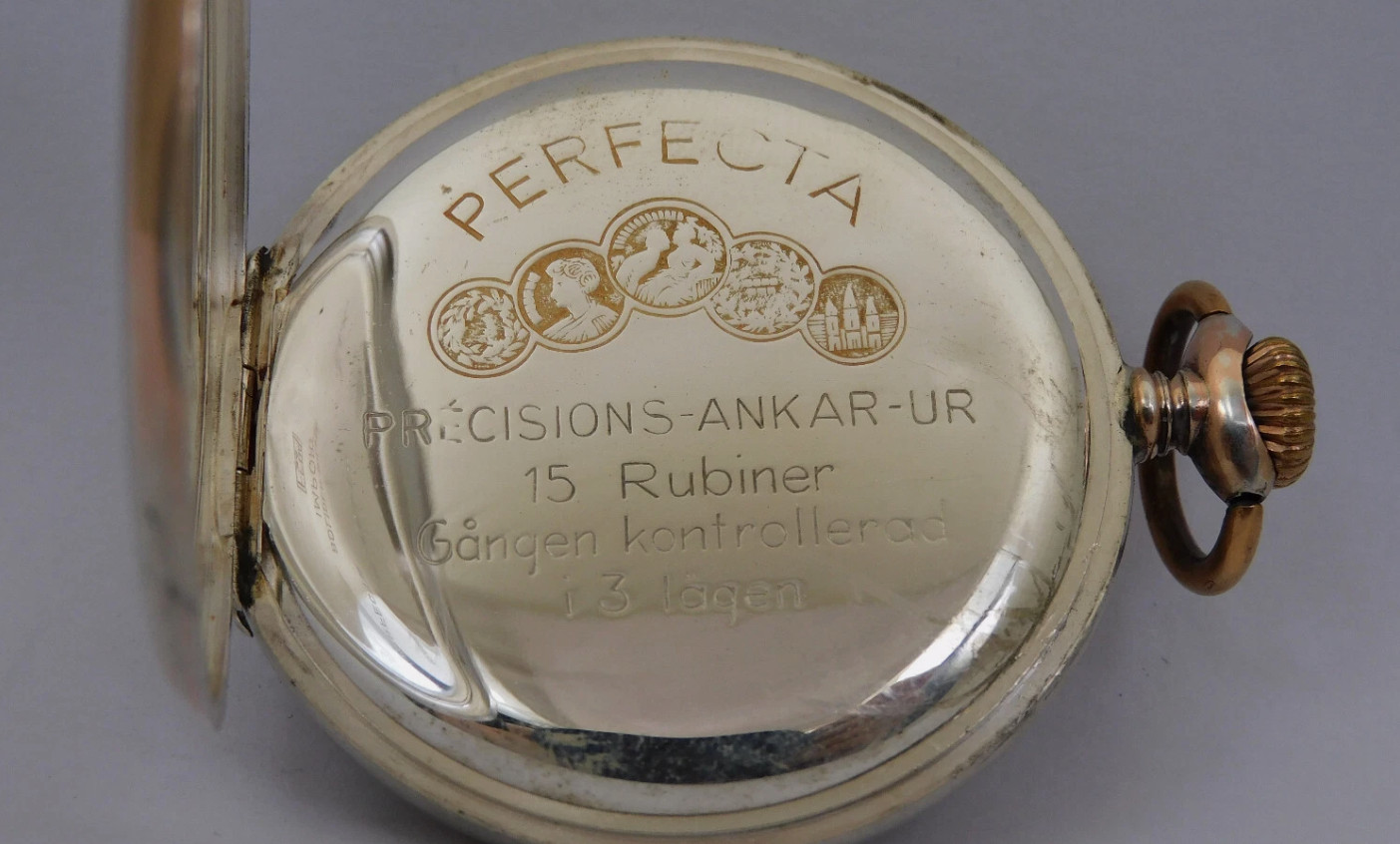 Working pocket watch silver PERFECTA silver pocket watch working C111