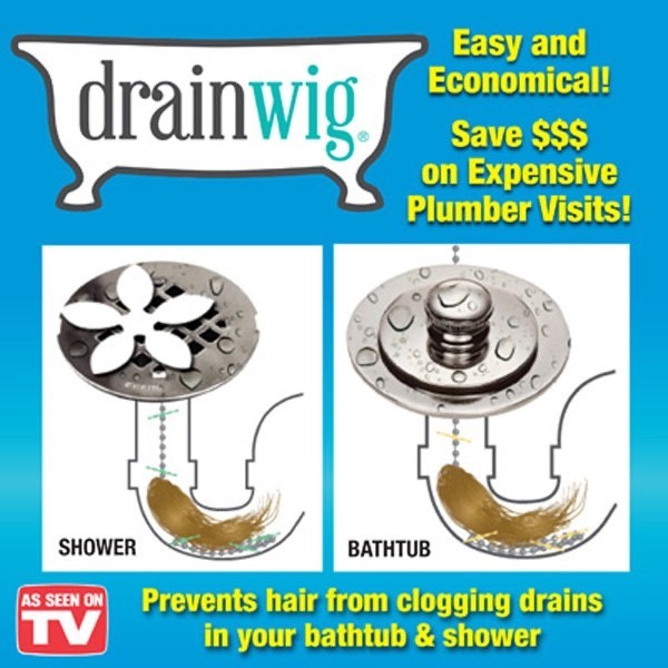 AS SEEN ON TV DRAIN WIG 2 PACK CATCHES HAIR AND PREVENTS CLOGS
