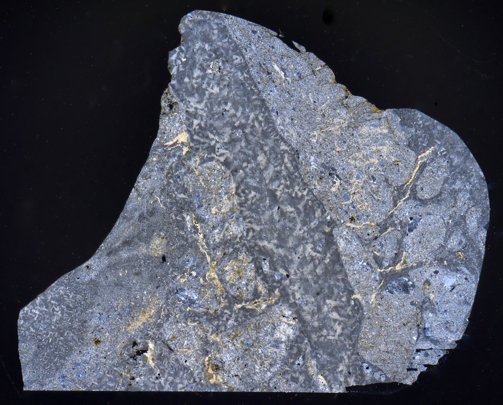 Meteorite NWA 17471 rare LUNAR crazy MELT VEIN !! Microscope Slide Thin Section