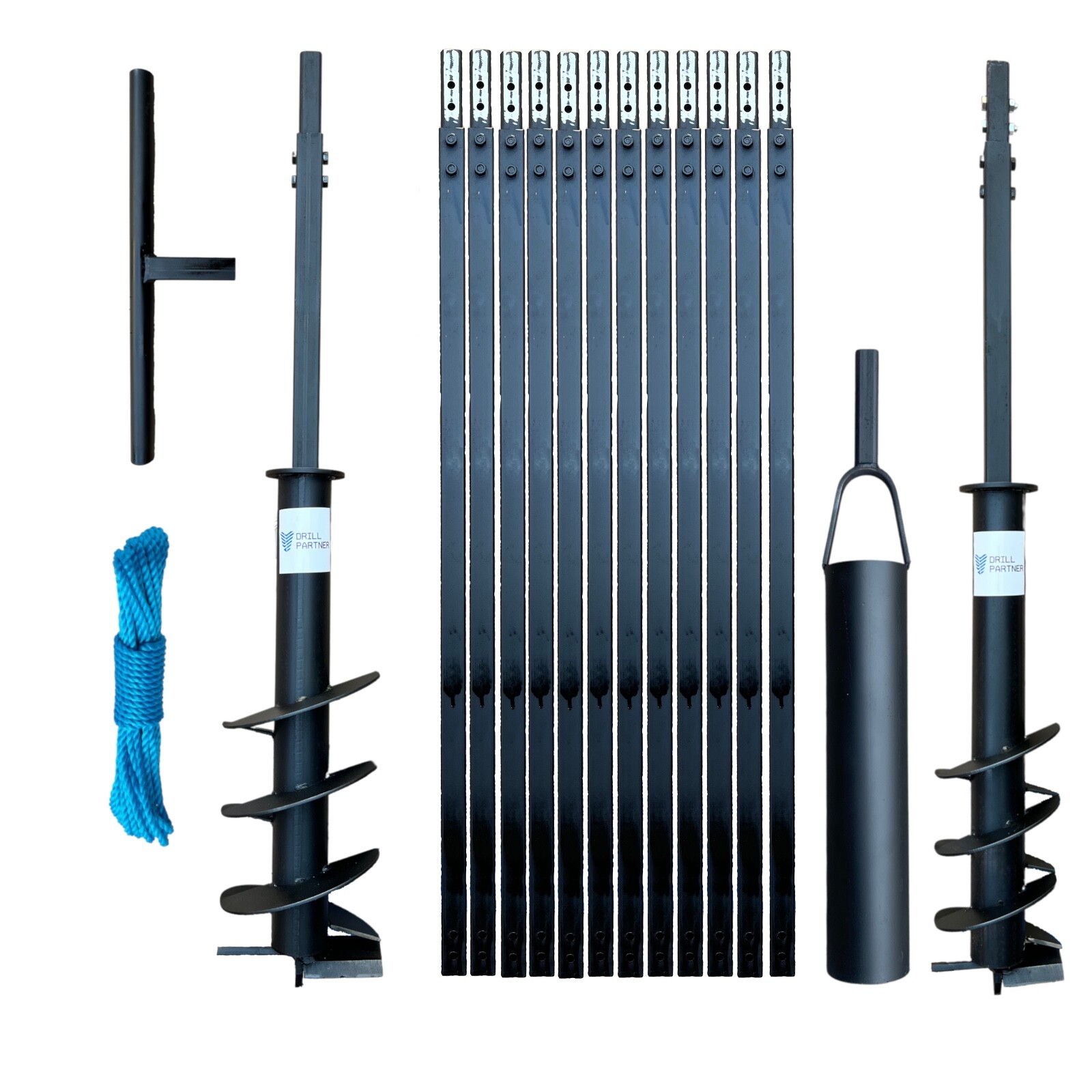 DRILLPARTNER Hand Auger Water Well Earth Drill Kit 4-7 in, 3-60 ft