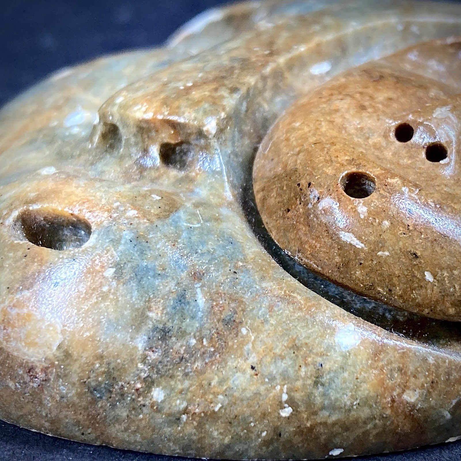 Alaska Native Handcrafted Stone Spirit In Eye Mask Soapstone Hangable Carving 3”