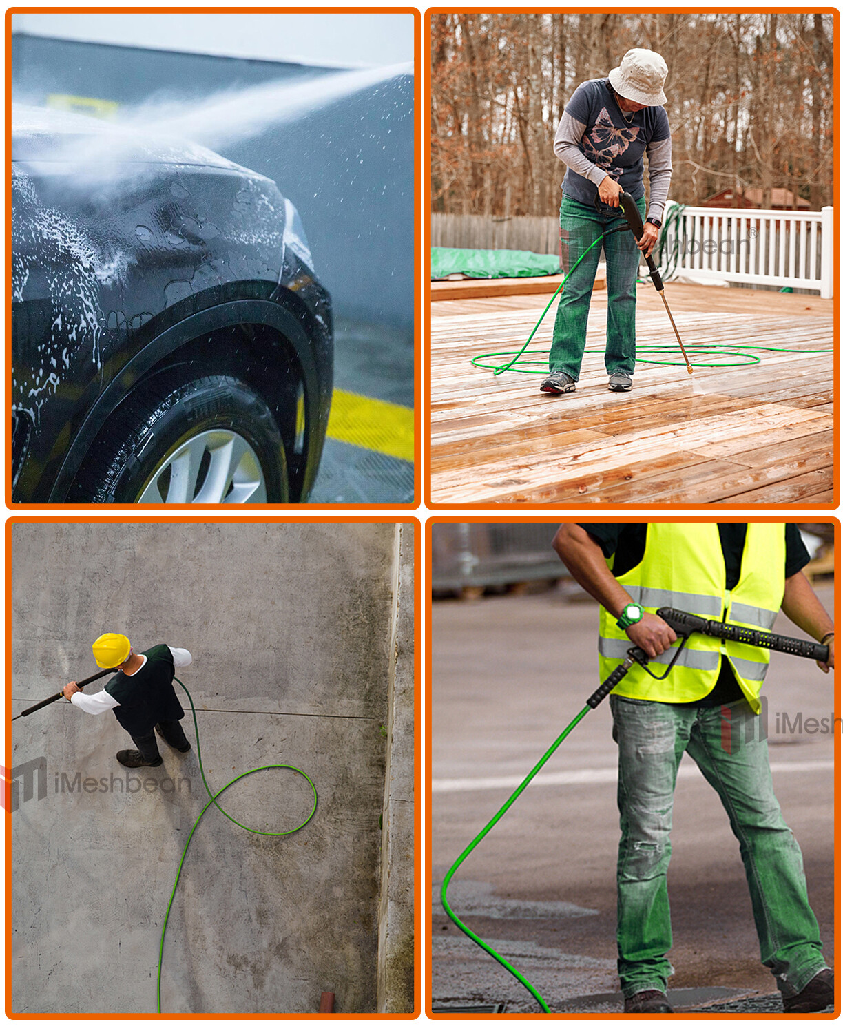 Kink Resistant Pressure Washer Hose 1/4"x25/50' 3600 PSI M22-14&15mm, or 3/8" QC