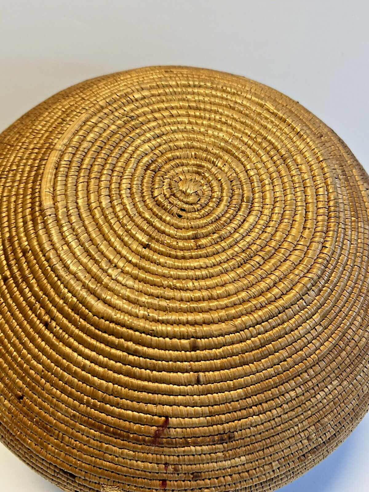 Native American Alaskan Indian Inuit Basket; Embroidery; Large; Late 1800's