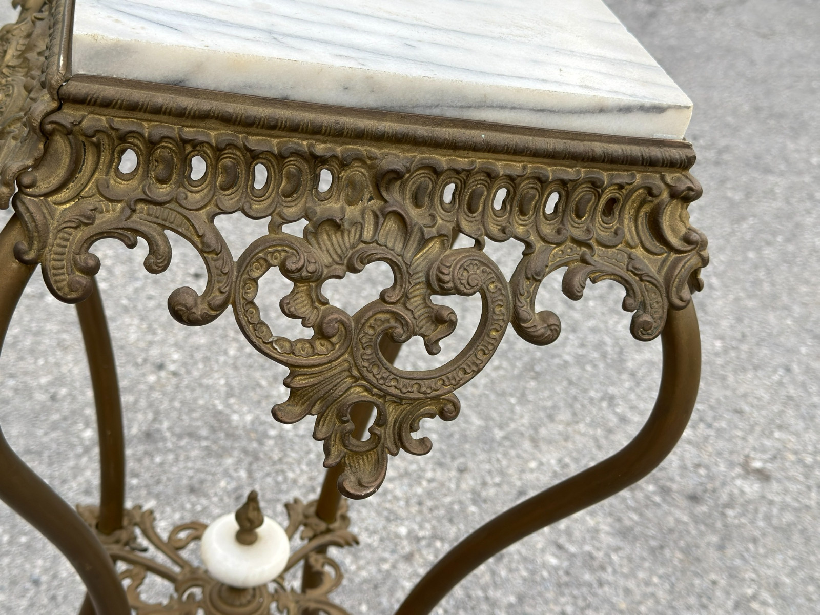 antique victorian bronze ornate marble top plant fern stand pedestal 1890