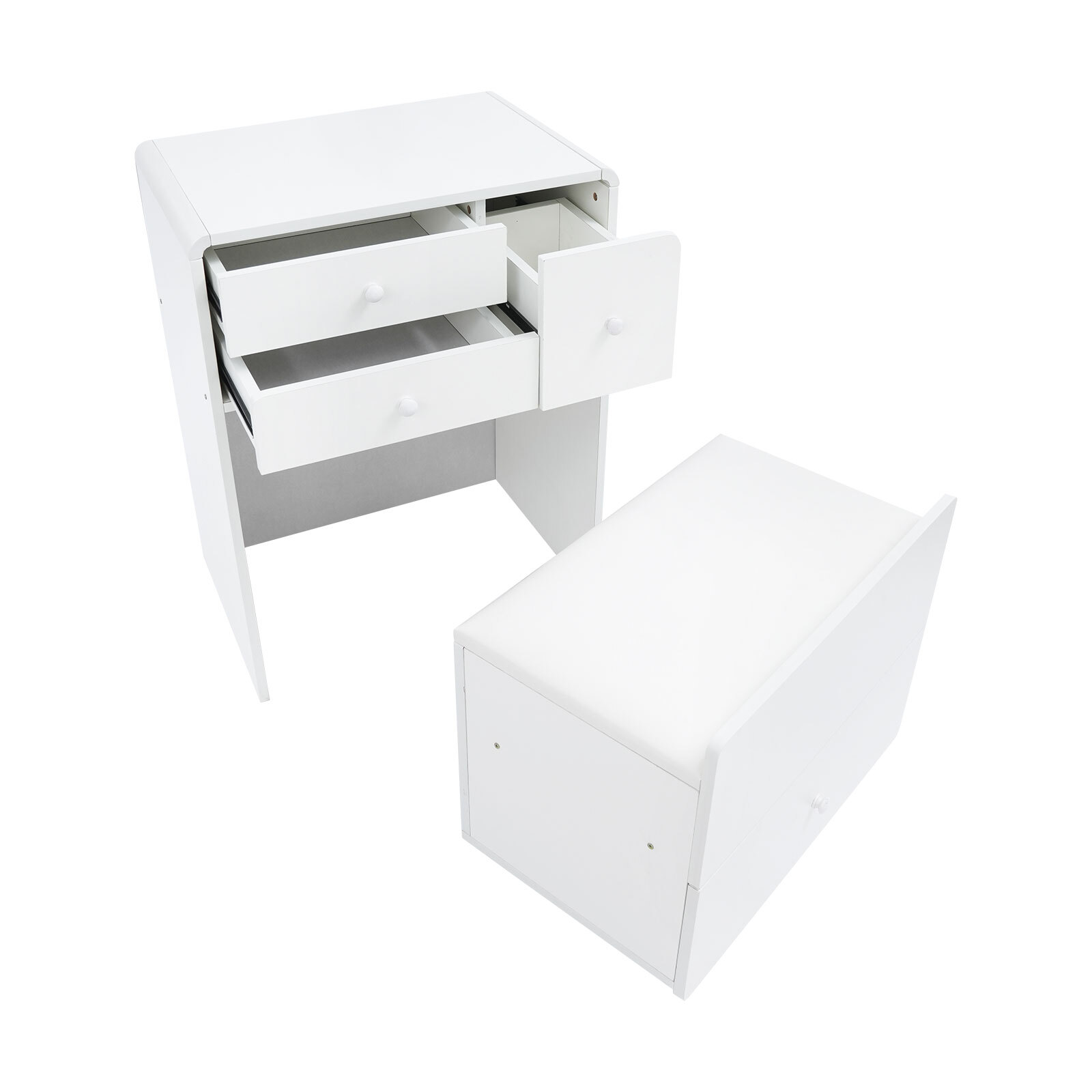 Makeup Vanity Desk with Wheels 60*40*78cm Corner Makeup Table for Compact Space