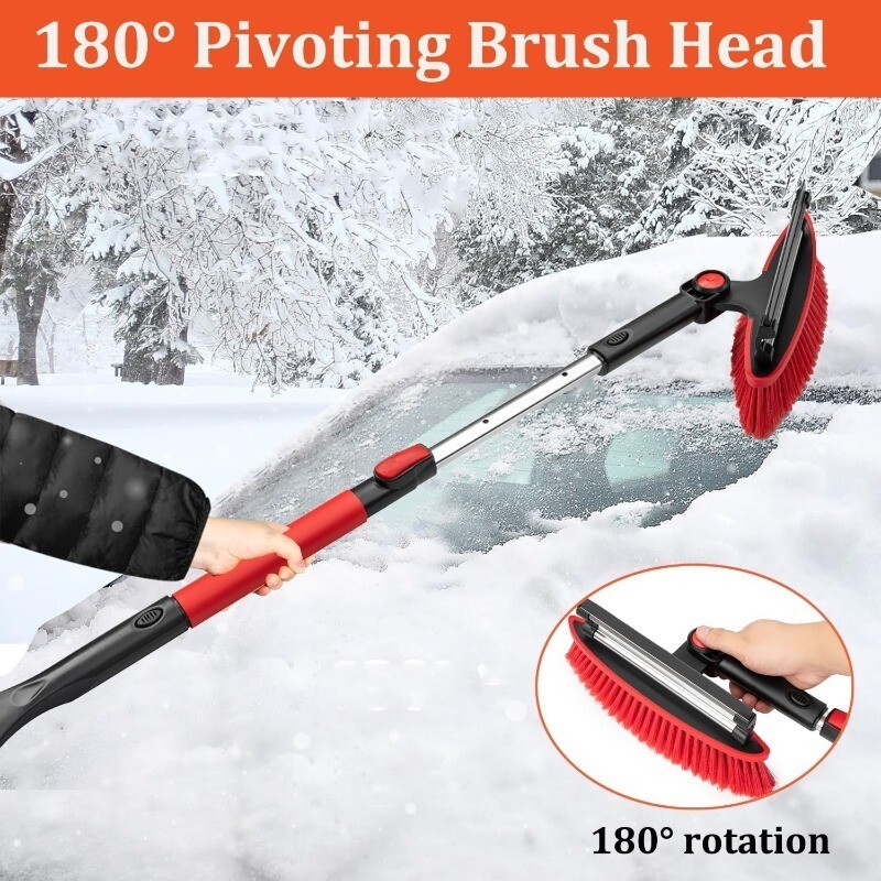 5-in-1 Ice Scraper with Snow Brush for Car Windshield Upgraded Extendable