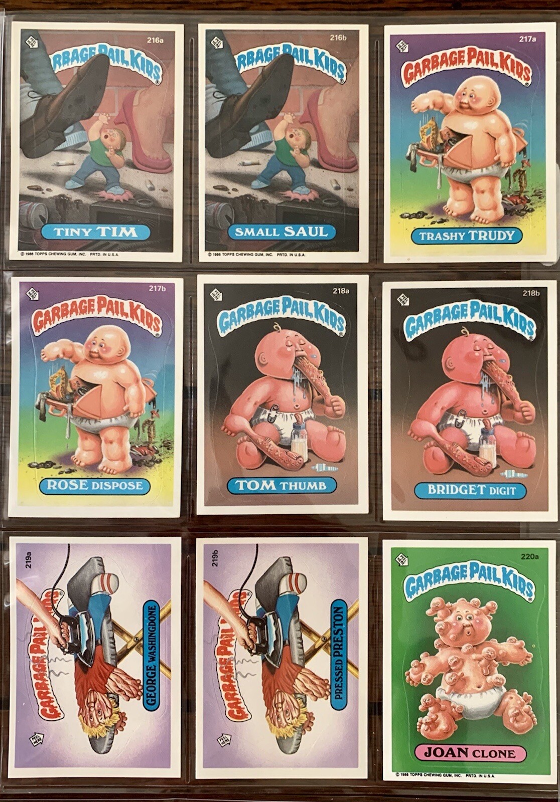 1986 TOPPS GARBAGE PAIL KIDS OS6 ORIGINAL SERIES 6 COMPLETE 88 CARD SET W/BINDER