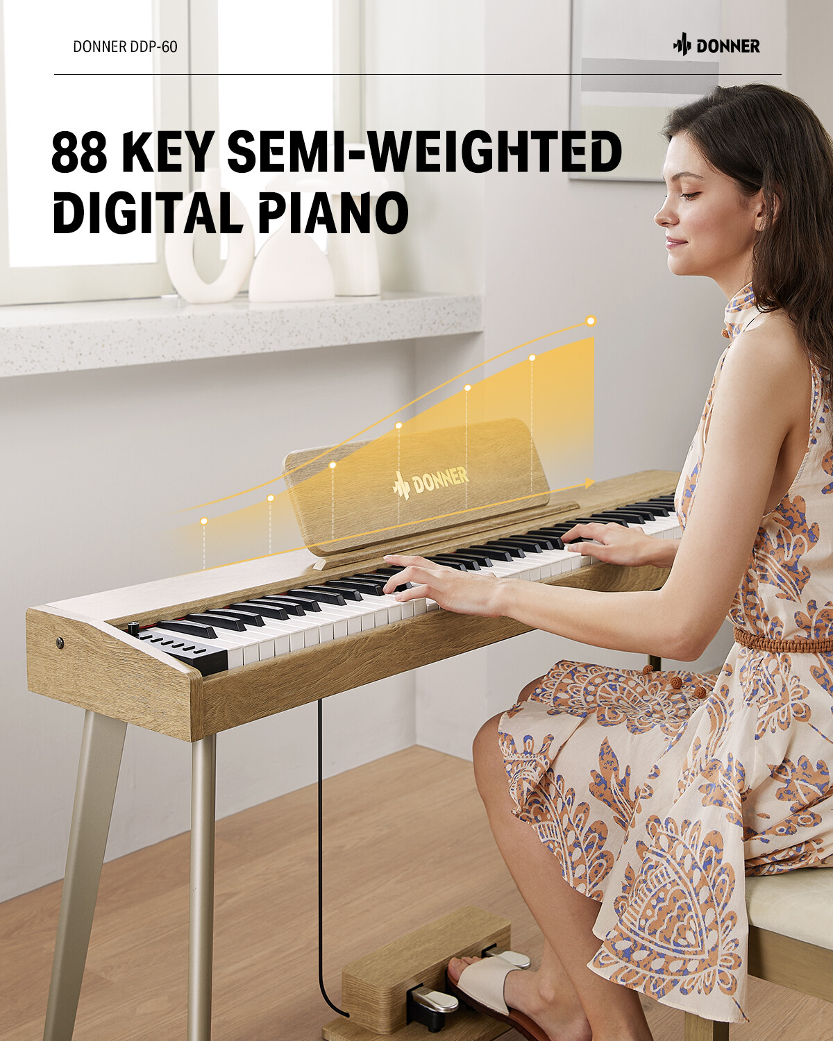 Donner DDP-60 88-Key Semi-Weighted Digital Piano Keyboard