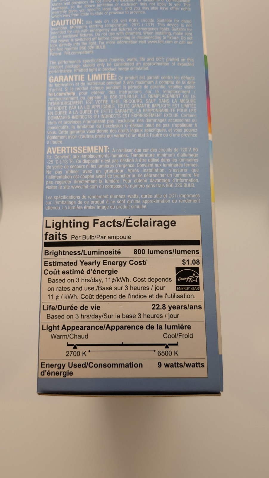 Feit Electric Smart Bulb A19 Multicolor LED 800 Lumens 9W Wi-Fi/Alexa/Google 3PK