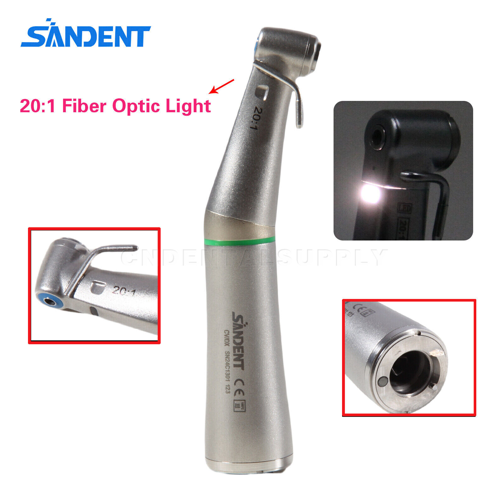 Dental Fiber Optic 20:1 Implant Contra Angle Surgical Handpiece fit NSK SG20L US