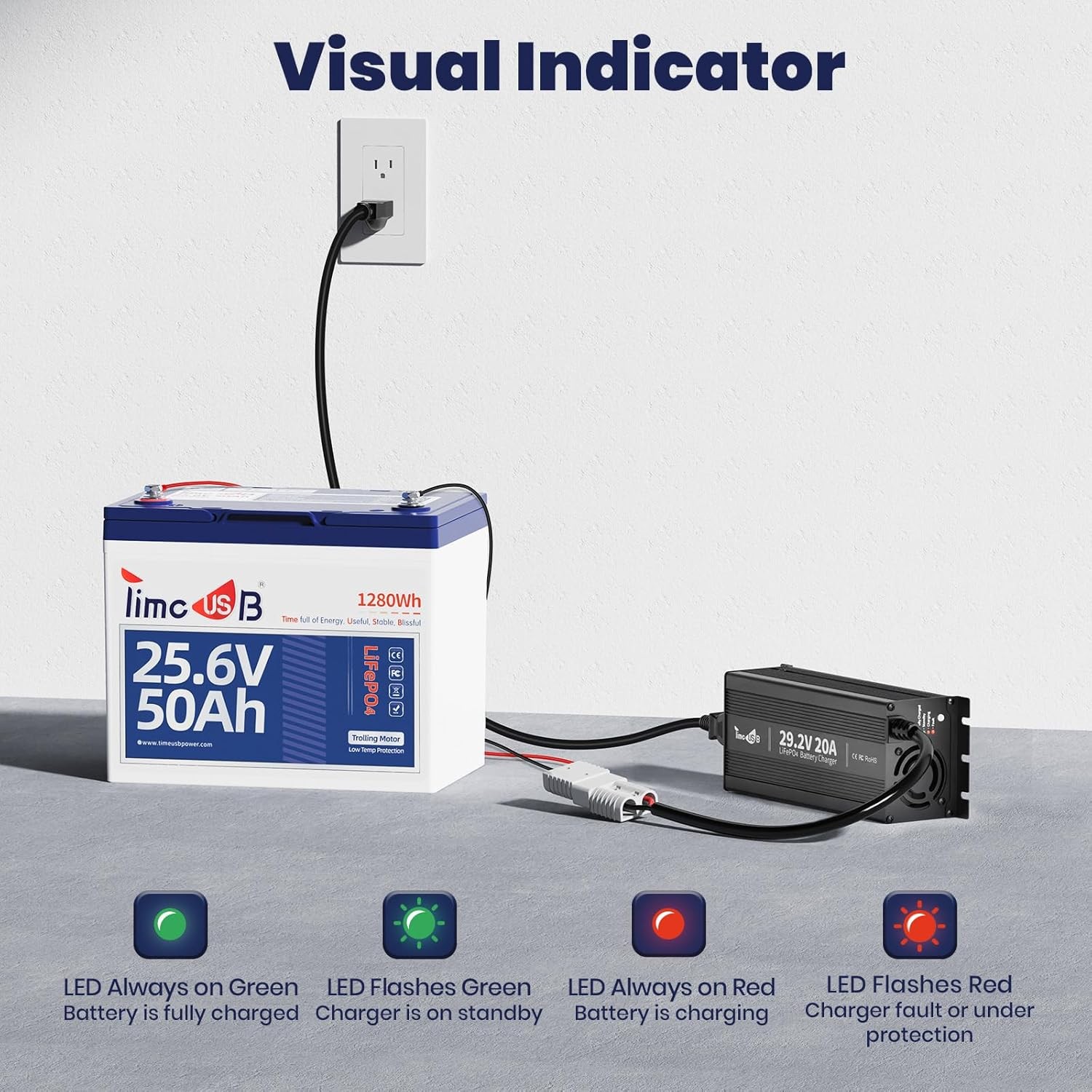 Timeusb 29.2V 20A LiFePO4 Battery Charger 24V MINI Mountable with LED Indicators
