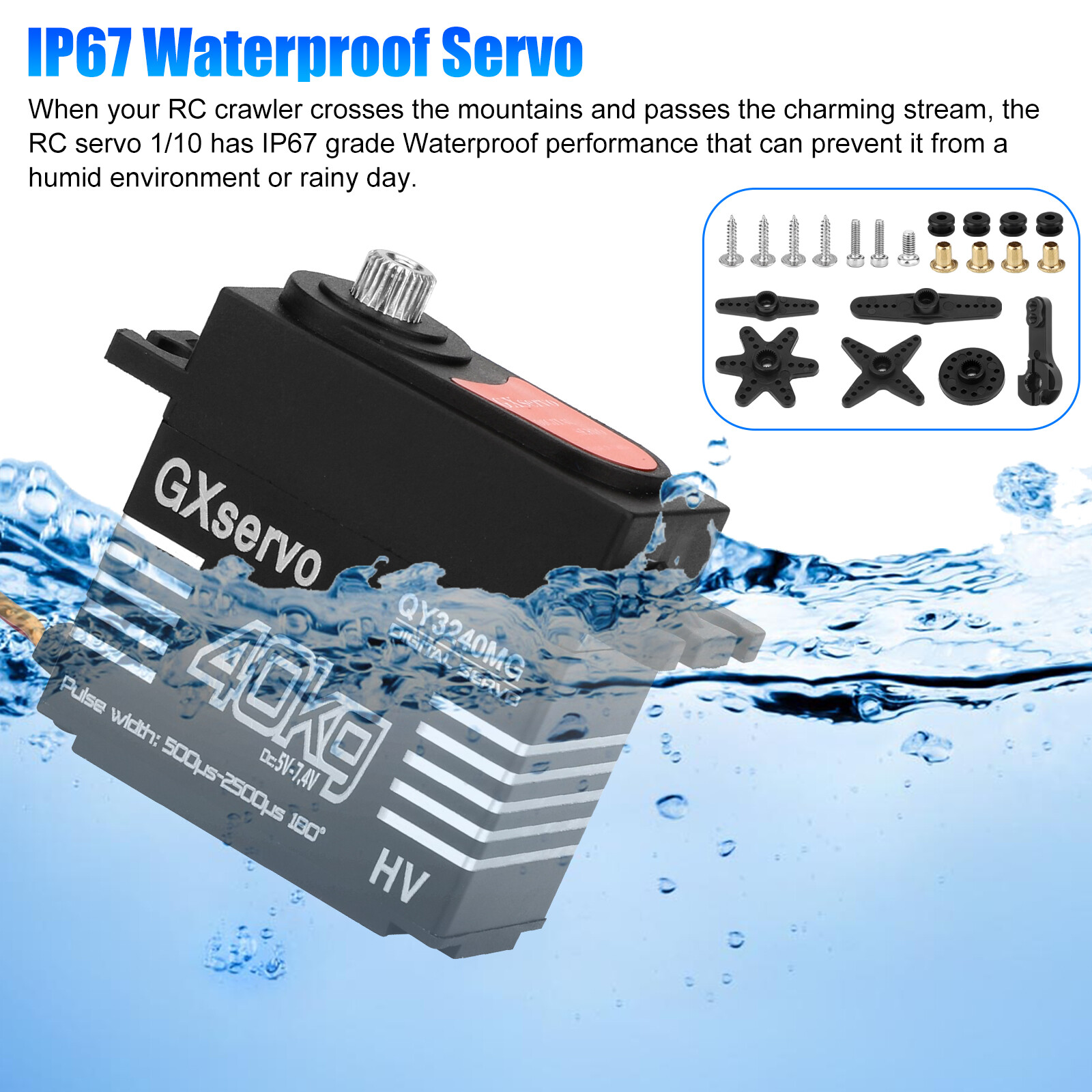 2pcs 40KG Metal Gear Digital Servo 25T Arm High Torque Speed for 1/8 1/10 RC Car