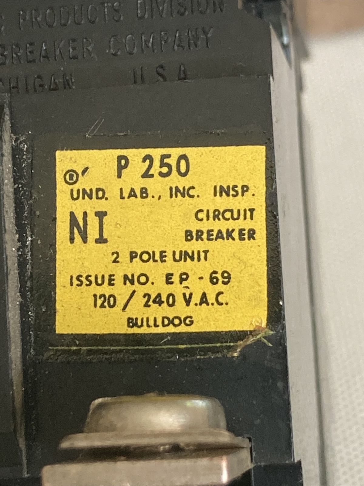 Pushmatic P250 NI Double Pole, Two Pole 50 Amp Circuit Breaker 120/240V