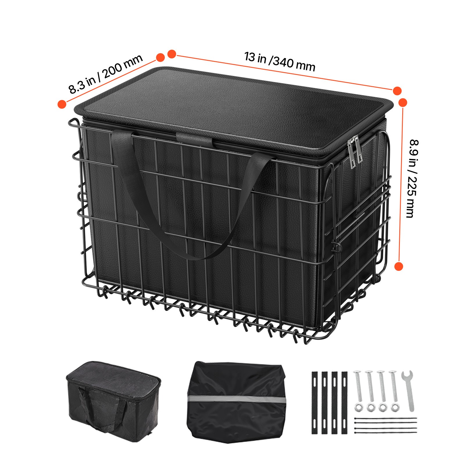 Rear Bike Basket Folding Bicycle Basket Cargo Net Liner Waterproof Cover