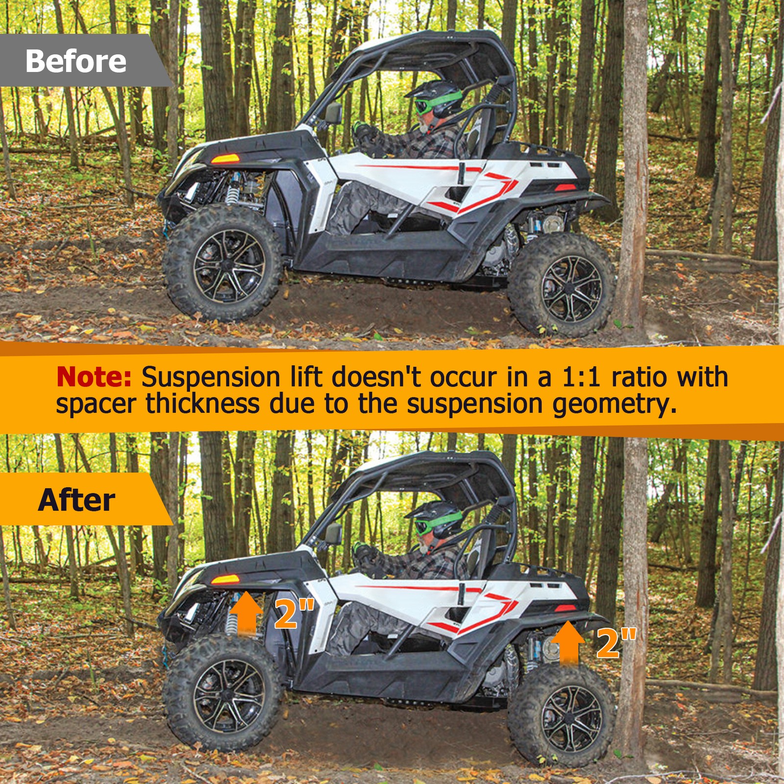 2" Full Suspension Lift Kit For CFMoto 14-23 ZForce 800 EX & 18-21 ZForce 1000