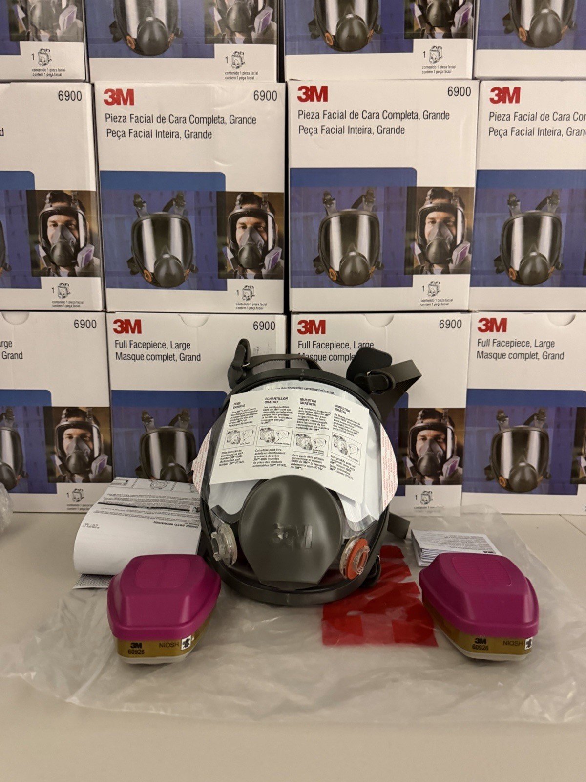 Bundle 3M 6900 LARGE FULL FACE RESPIRATOR MASK & 2 60926 MULTI GAS CARTRIDGE