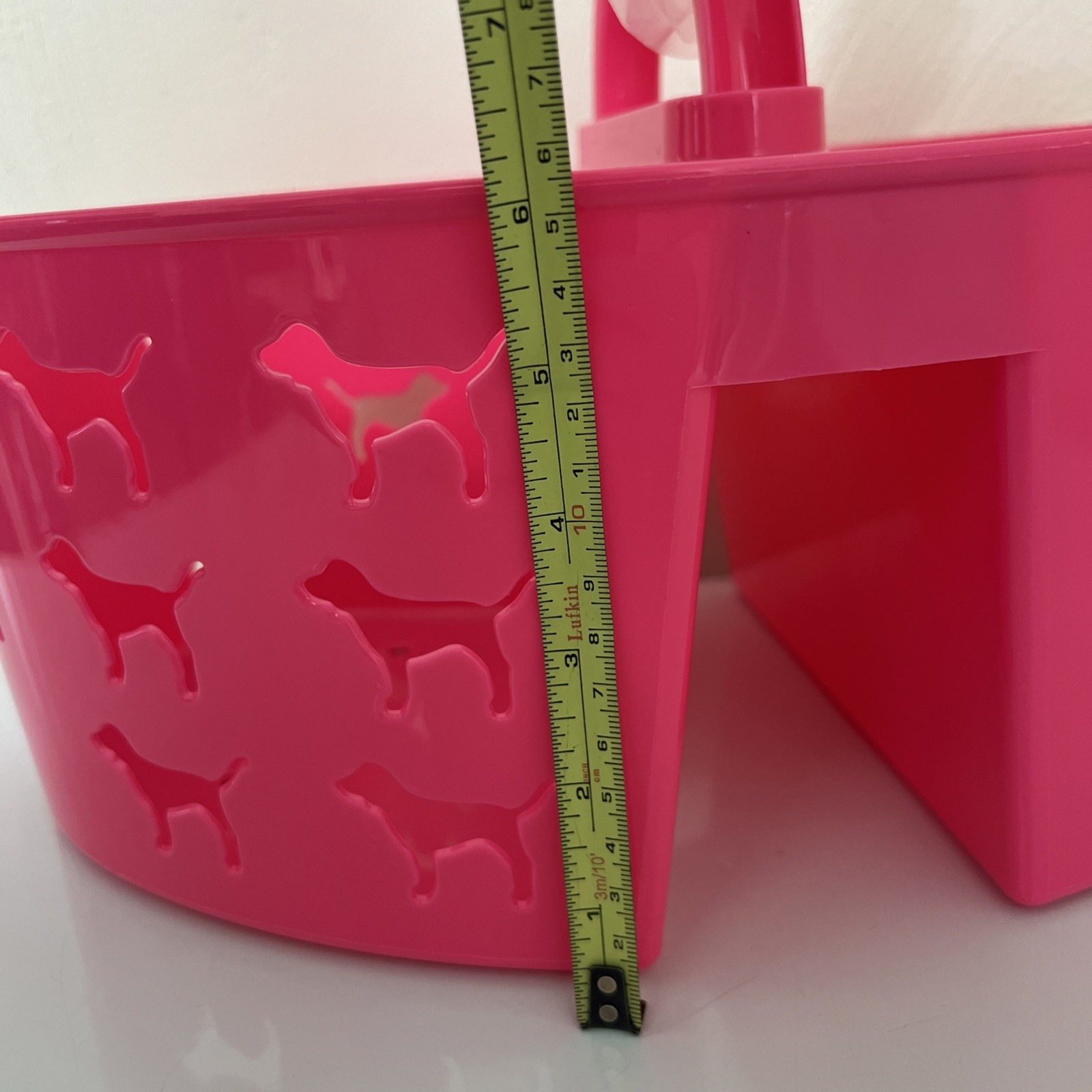 Victorias Secret Pink Dog Graphic Heart Shape SHOWER CADDIE organizer 16Lx6H