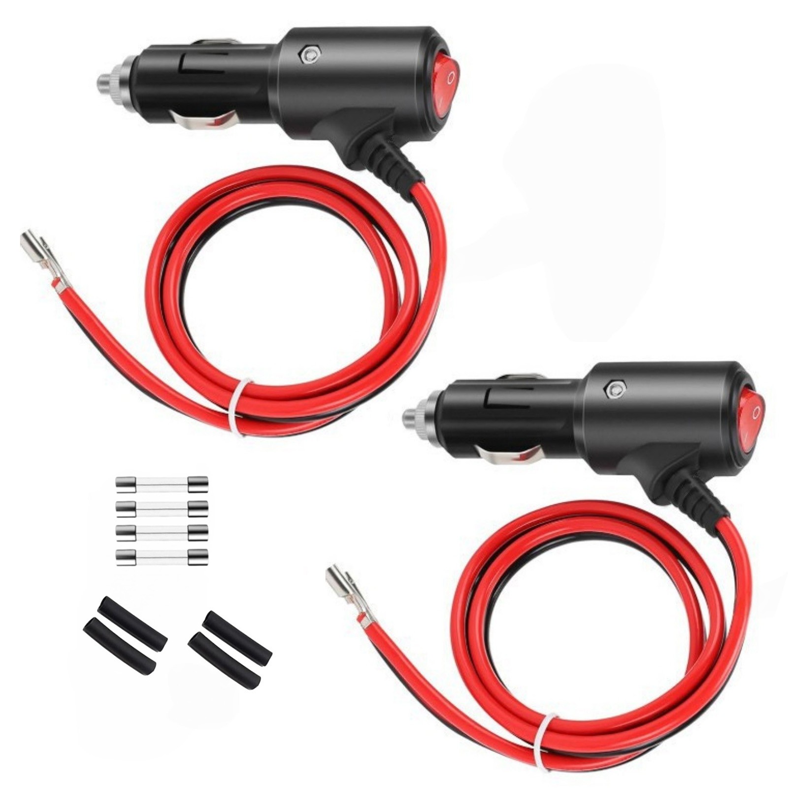 2 Pack Car Cigarette Lighter Plug with Switch Fuse LED 12V for Vehicle Repair