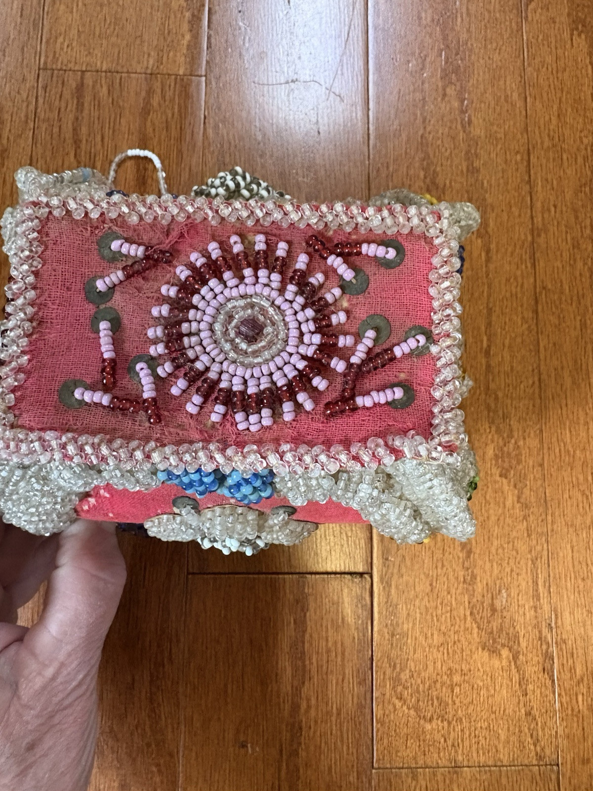 Native American Iroquois Indian Beaded Whimsical Purse Heavy Ornate Vintage