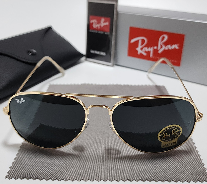 New Ray-Ban RB3025 Aviator Pilot Sunglasses Gold Frame Gray Lens 58-14 mm 138mm