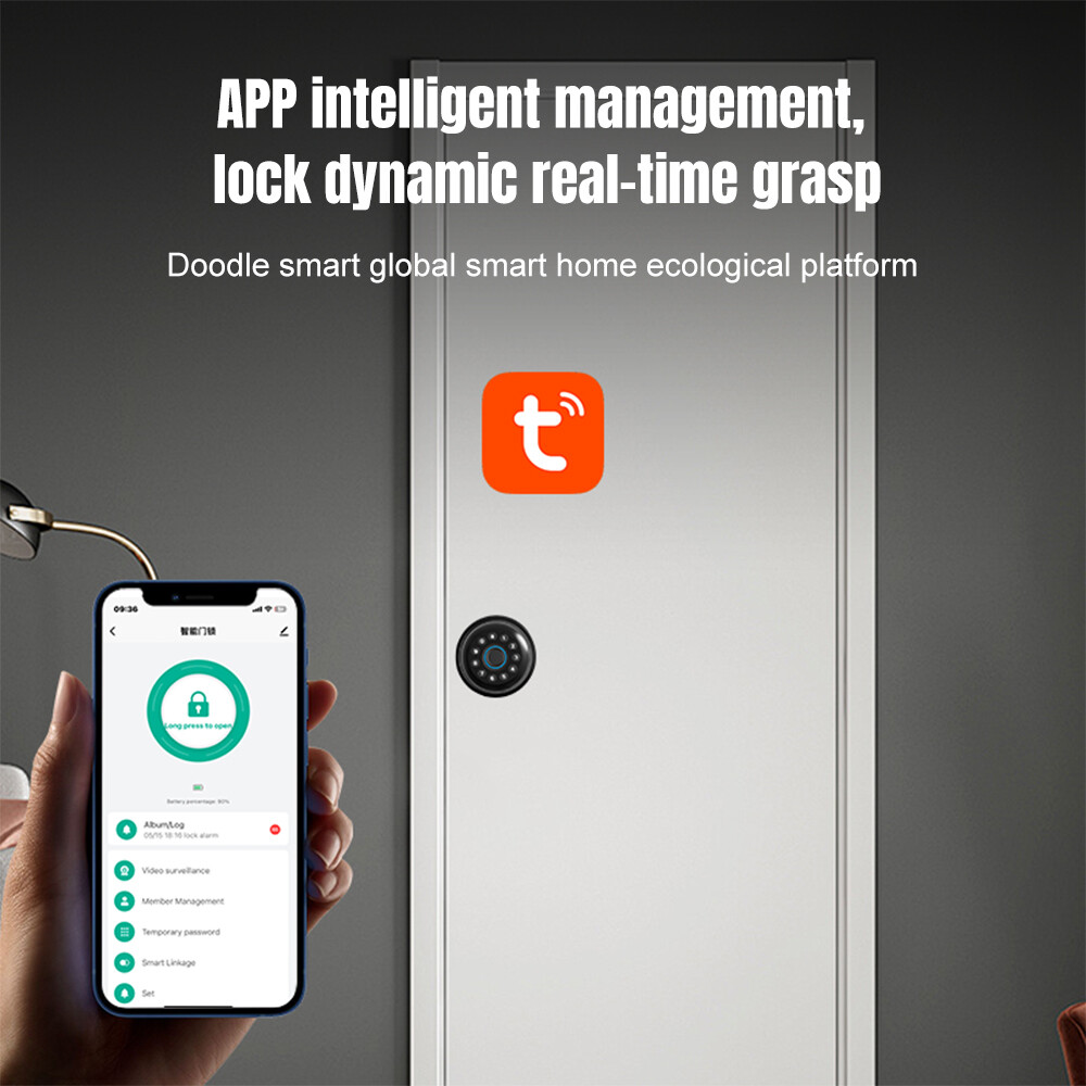 Smart Door Knob Fingerprint Door Lock APP Control Biometric Key Keyless Entry US