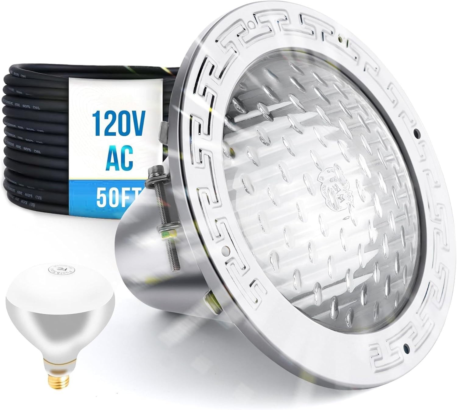 120V 10-Inch Waterproof Pool Light for Inground Pools – IP68 Rated 50 FT